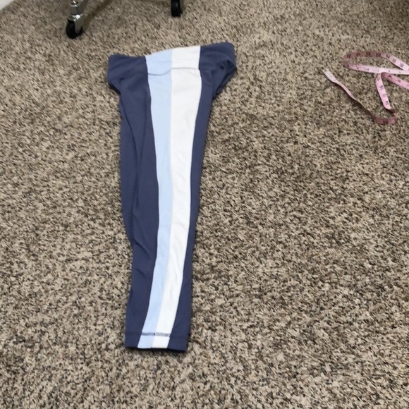 Athleta High Waist Leggings Size Small Tall ST Blue Striped - Picture 4 of 9